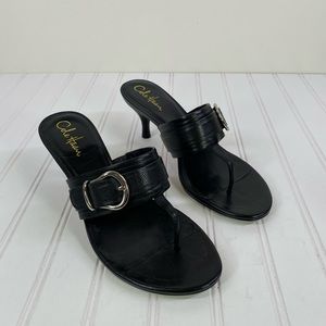 Cole Haan black leather thong sandals